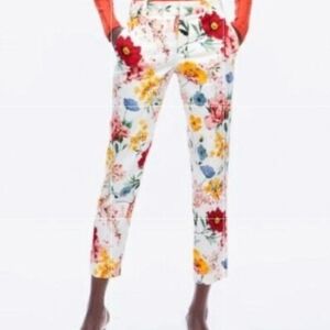 Zara chino fit floral trousers
